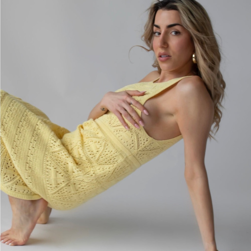 Zara knit maxy dress size small Yellow Lace Dress - Picture 3 of 7